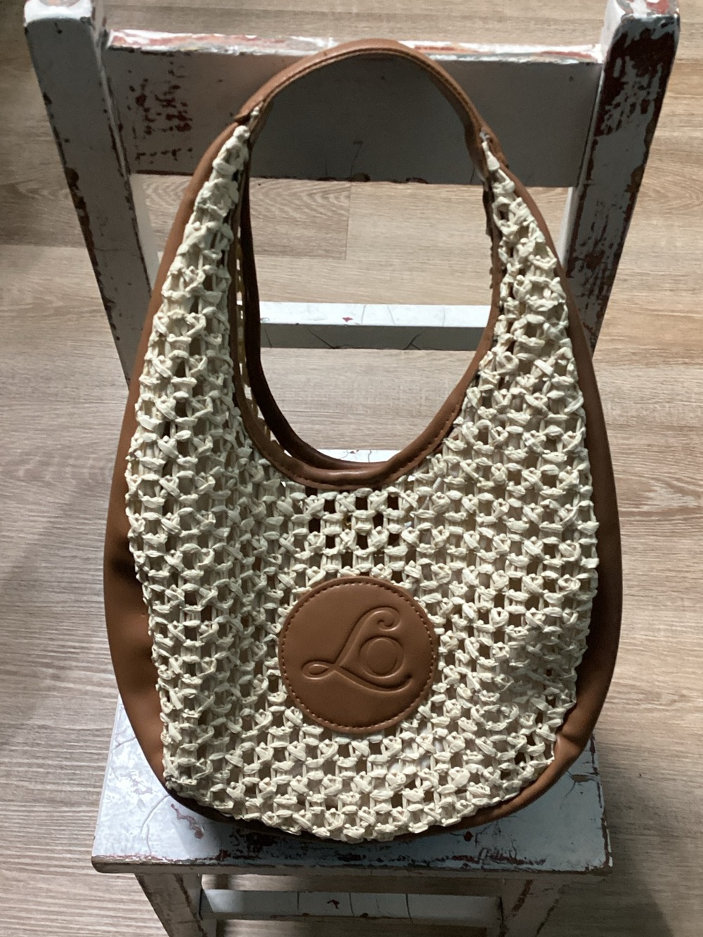 L'OCCITANE Cream Woven Hobo with Tan Trim